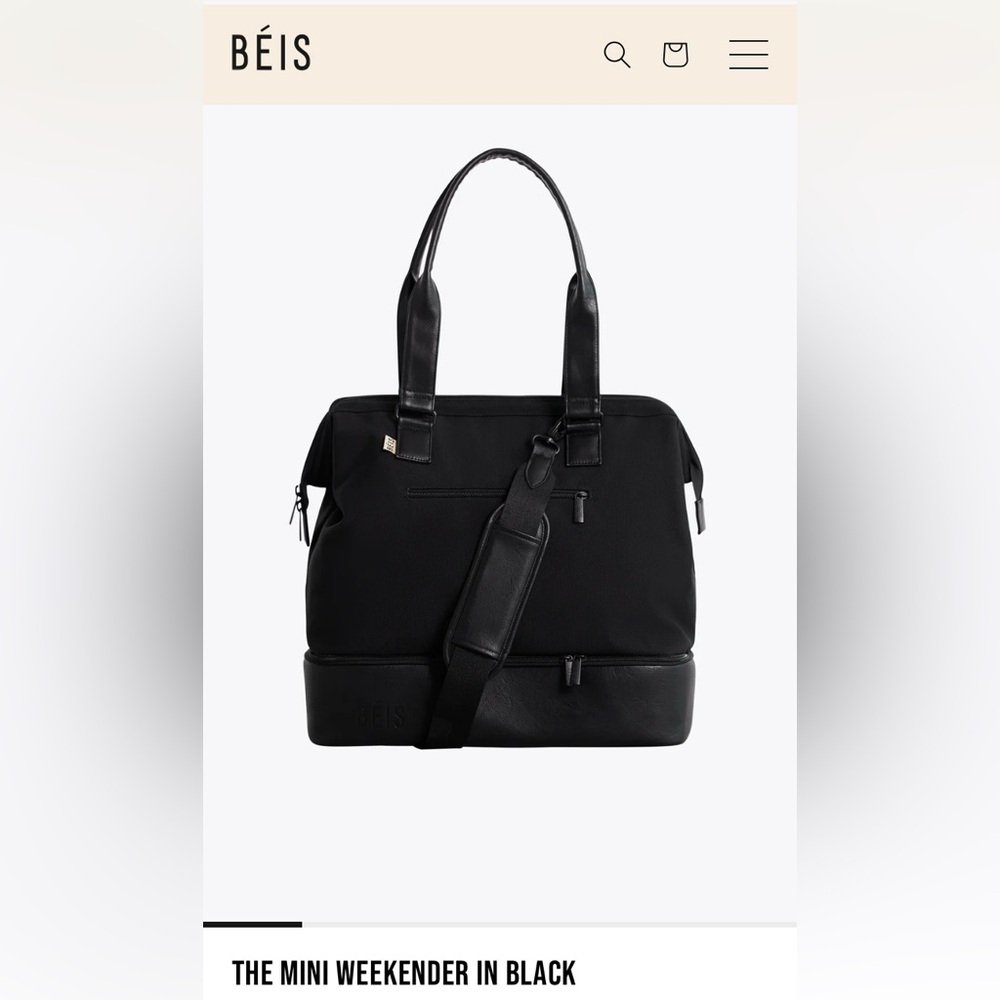 BEIS Black Mini Weekender Bag NWT